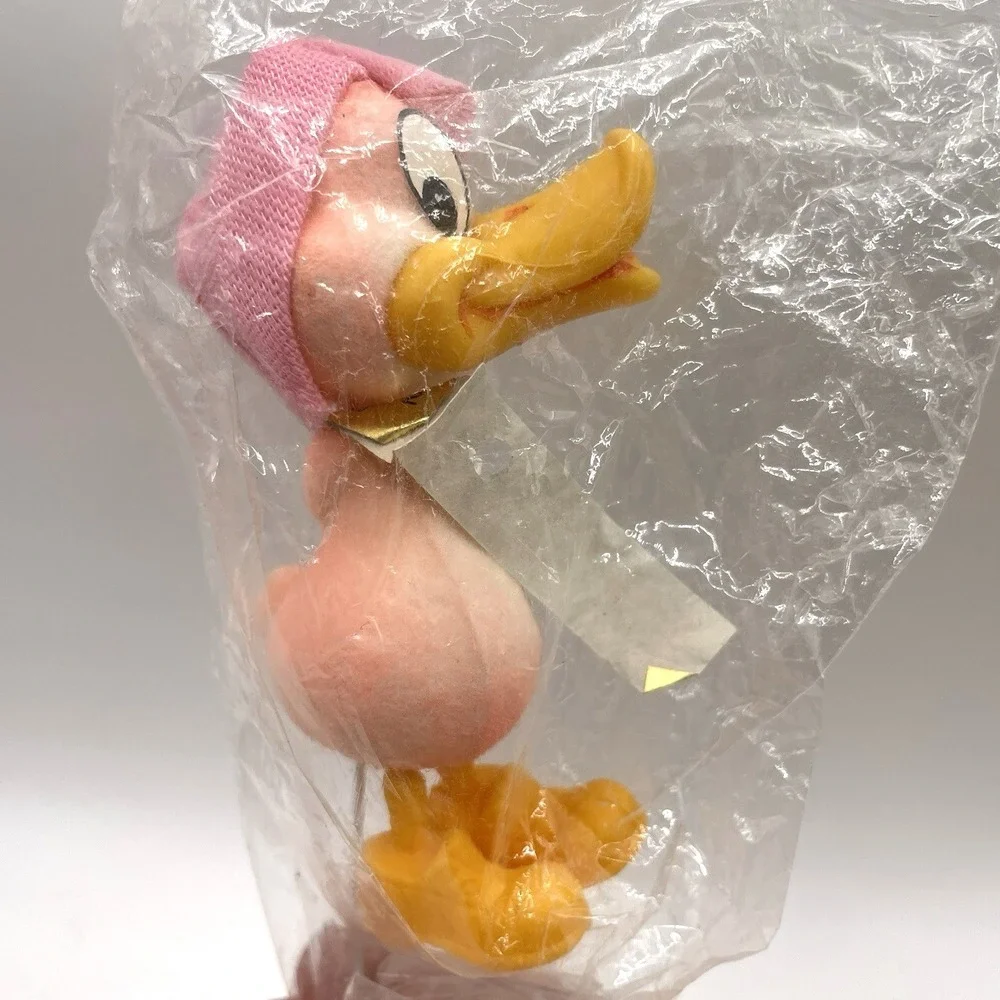 2 Vintage Masco Flowers Flocked‎ Pink Yellow Ducks Floral Picks Hong Kong NOS